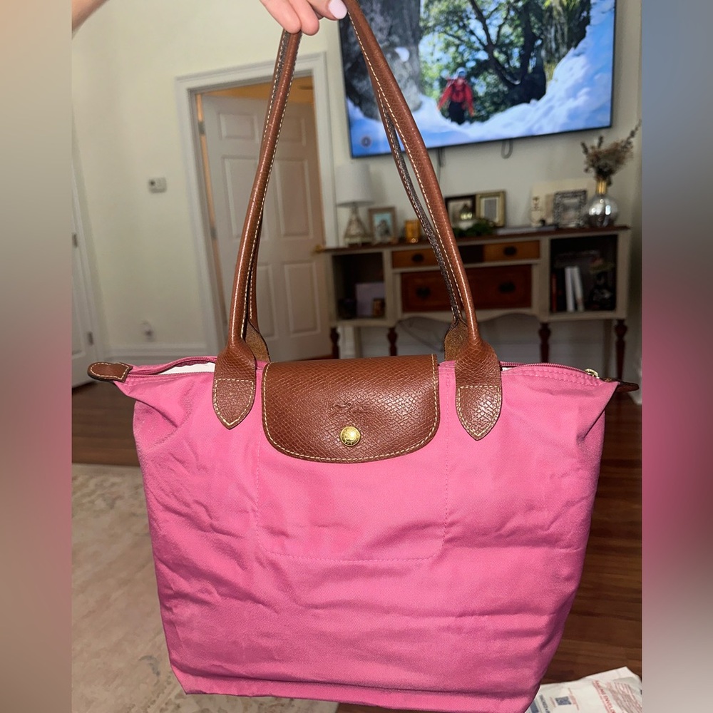 Small Longchamp Le Pliage Tote/Bag Long Handles- Pink/Mauve
